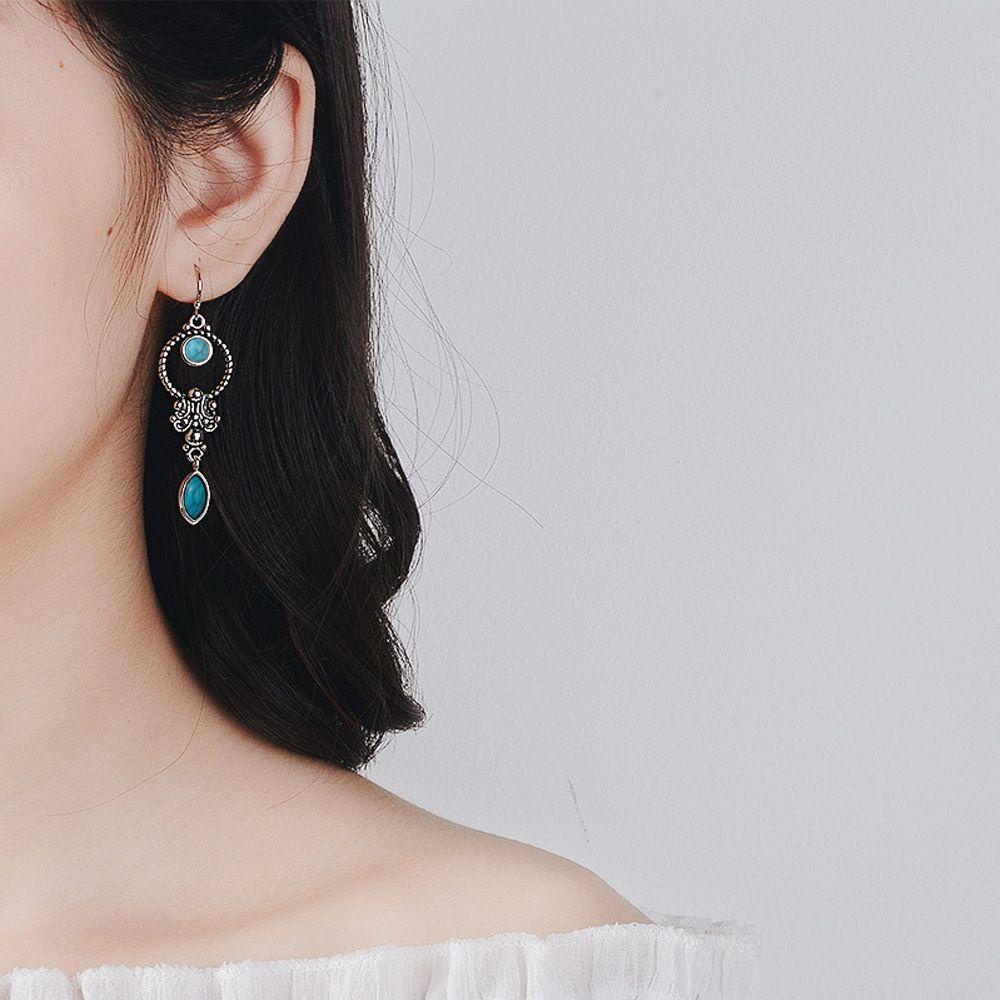 Bông Tai Mạ Bạc Hình Hoa Lá Phong Cách Retro