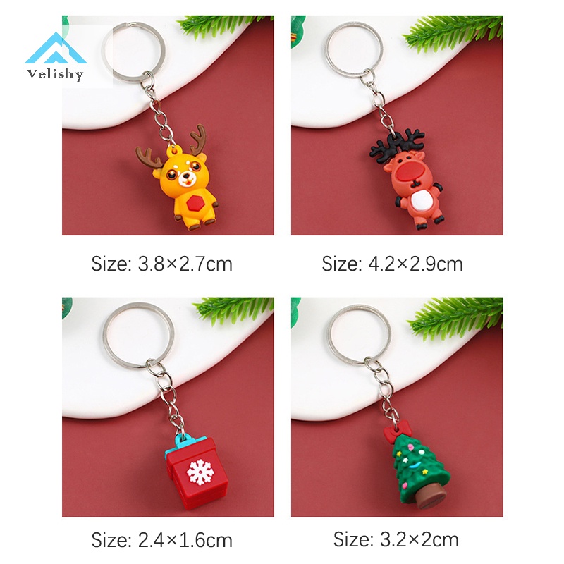 Móc khóa VELISHY thiết kế ông già Noel tuần lộc ggs 3D bằng silicon dễ thương