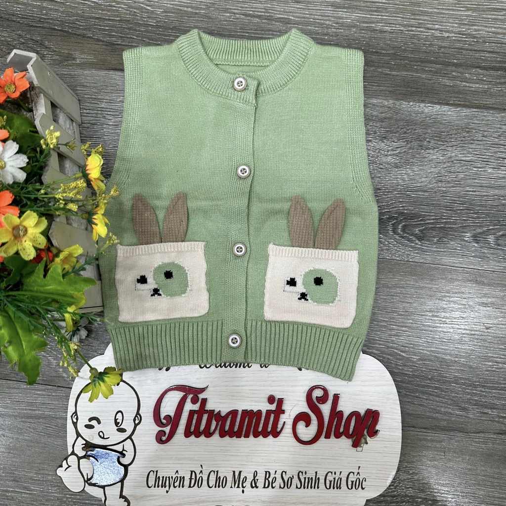 Áo gile len quảng châu tai thỏ cho bé mặc thu đông