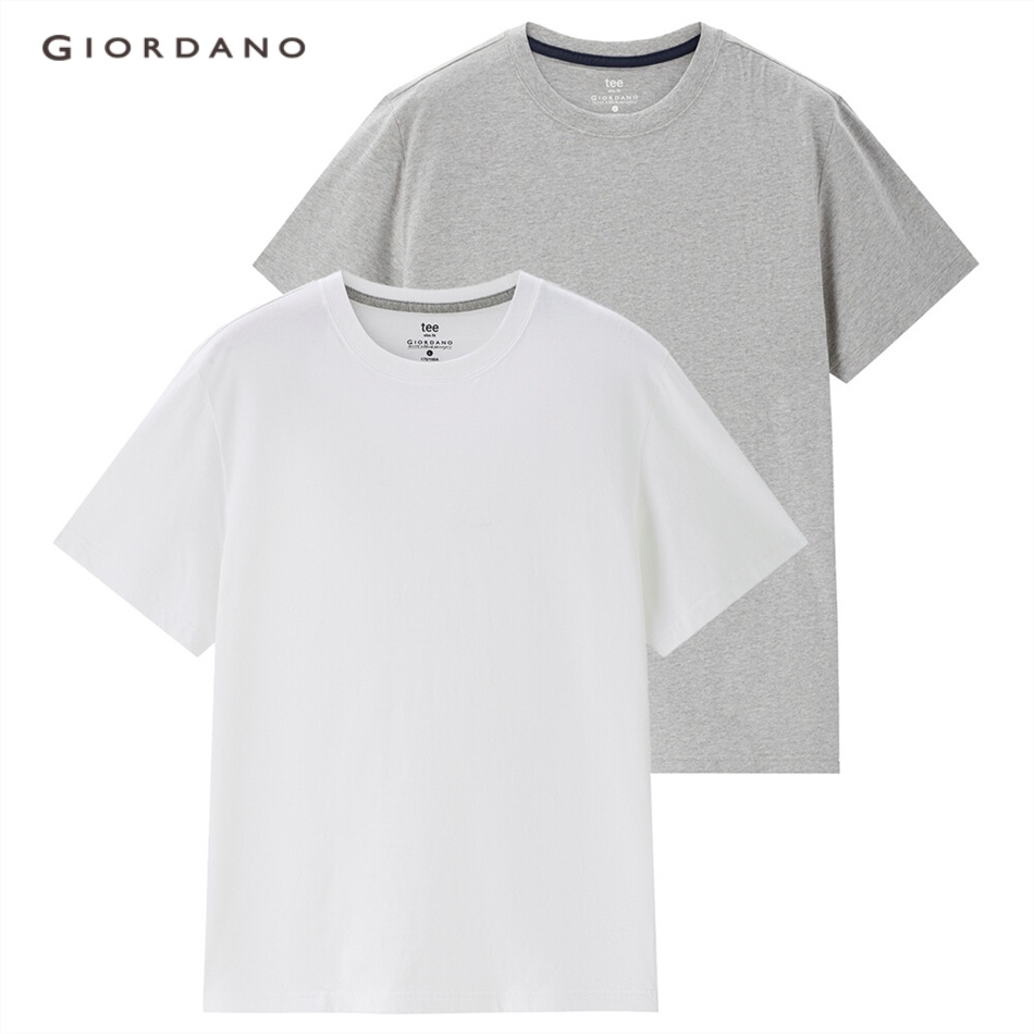 Set 2 áo thun GIORDANO 18023211 cotton tay ngắn màu trơn thời trang cho nam