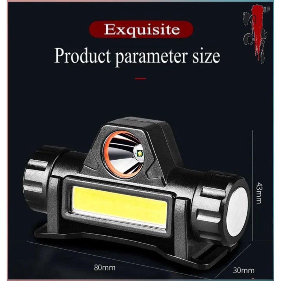 Đèn led Đội Đầu t6 + cob 1l Chống Thấm Nước Sạc usb