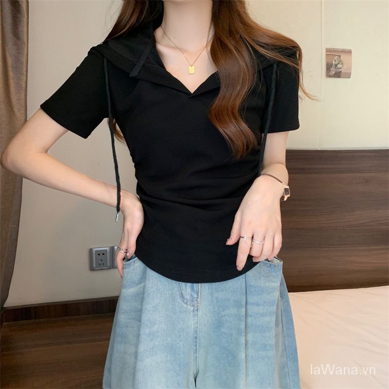 Áo Thun Tay Ngắn Có Nón plus size Cho Nữ