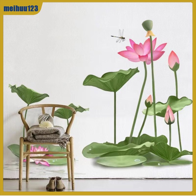 Giấy Dán Tường Tự Dính Họa Tiết Hoa Sen Phong Cách Trung Quốc Trang Trí Phòng Khách / Phòng Ngủ