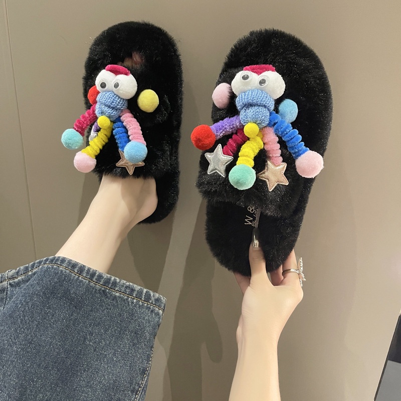 Dép bông dép lông đi chơi dép lông đi trong nhà cute dép lông đế cao dép lông cừu dép Lông Xù dép lông nữ dép lông đen
