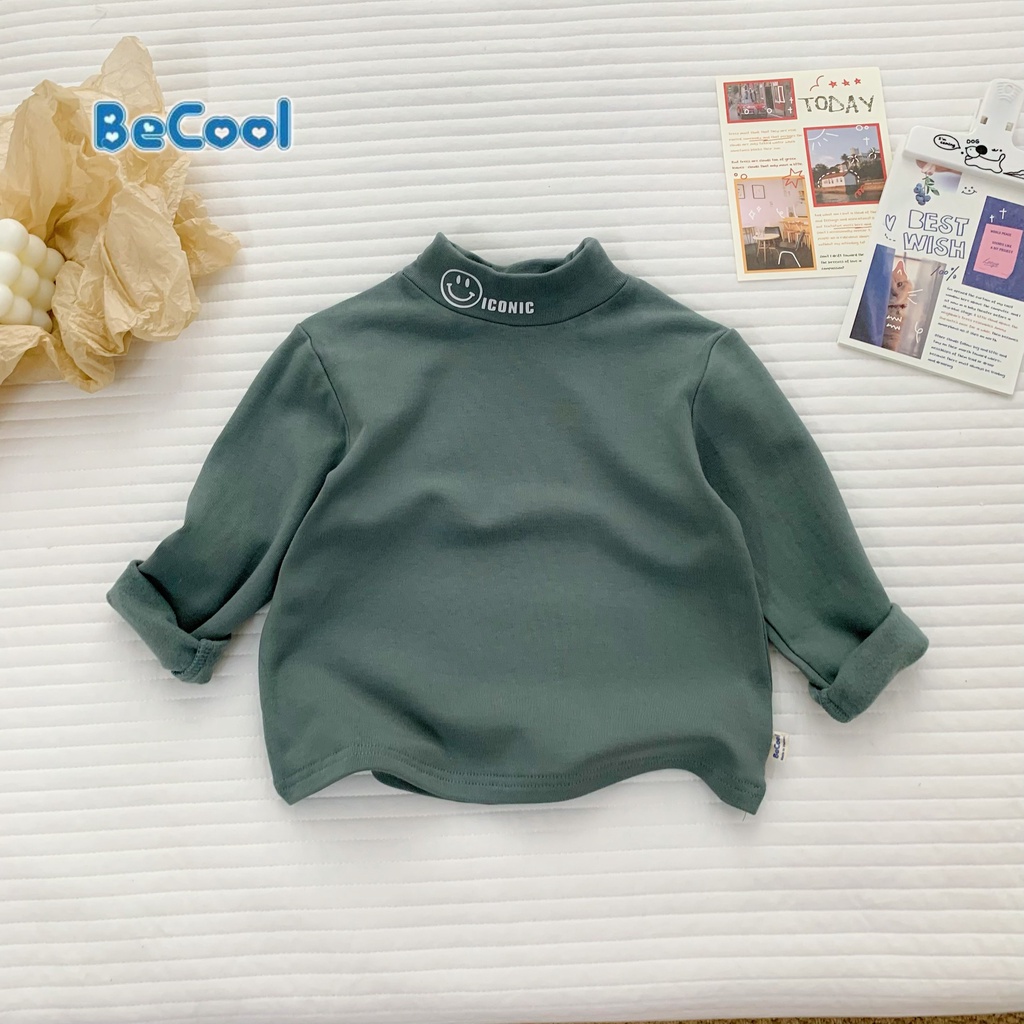 Áo Giữ Nhiệt Cho Bé ICONIC Chất Cotton Thun Trơn Dày Dặn Cao Cấp BeCool, Áo Dài Tay Cho Bé Từ 10-26kg