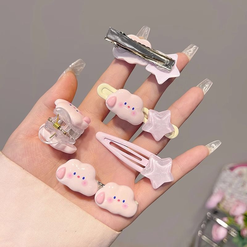 Set 5 Kẹp Tóc Hình Đám Mây / Ngôi Sao / Đám Mây Dễ Thương Xinh Xắn Cho Nữ