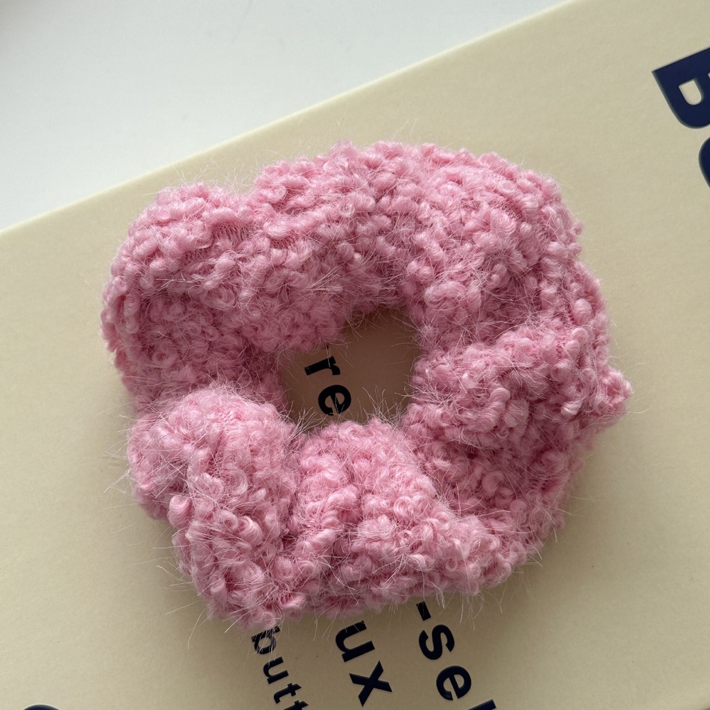 Dây Cột Tóc Màu Kem Lông Cừu Thời Trang Thu Đông 2023