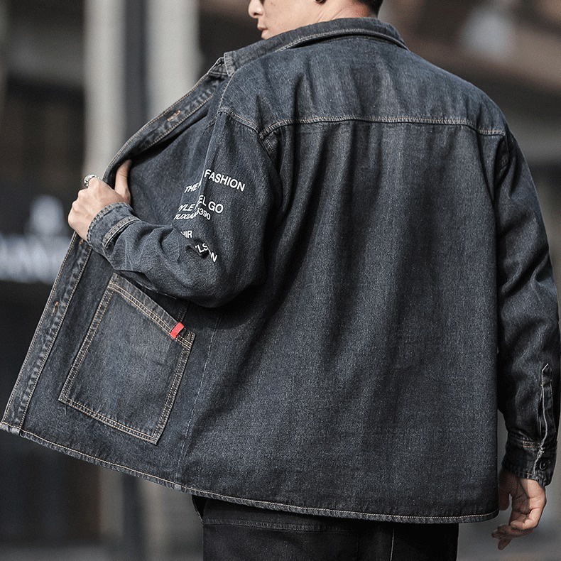 Áo Khoác Jean Thêu Chữ Thời Trang Hàn Quốc Cho Nam