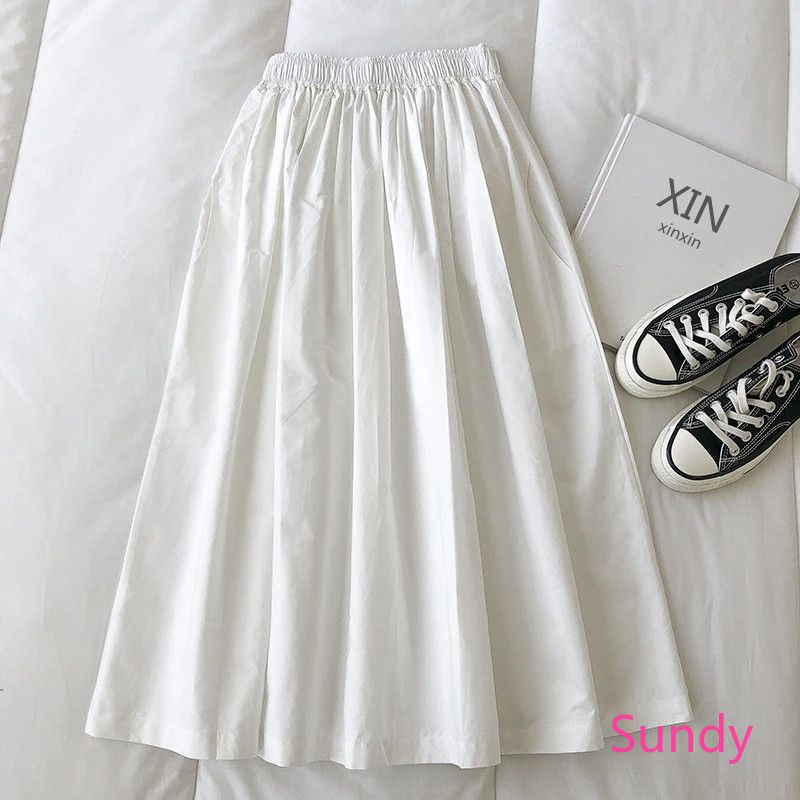Plus Chân Váy cotton Trơn Màu size Lớn Theo Phong Cách Mùa Thu Dành Cho Nữ