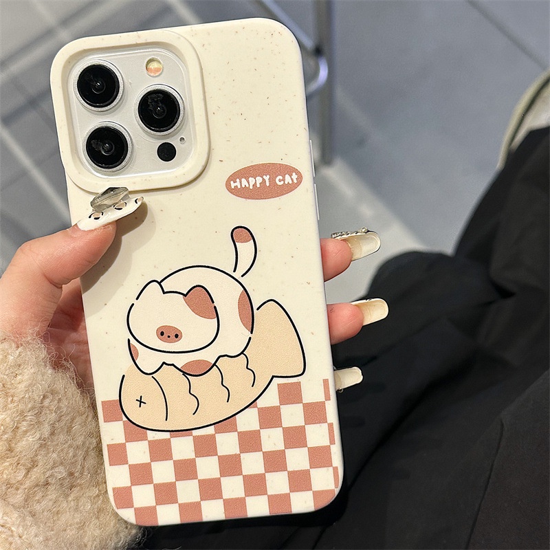 ỐP LƯNG IPHONE Hoạt Hình Ốp Điện Thoại Lúa Mì Hình Mèo Hoạt Họa Cho iphone15 / 14promax / 13 / 12 / 11 / xr / xs / x / xsmax / 6 / 7 / 8plus-RK