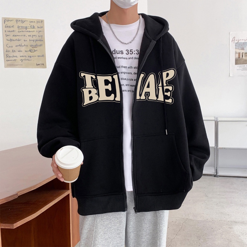 Áo khoác hoodie zip nam chonmua365 in chữ vải nỉ dày dặn ấm