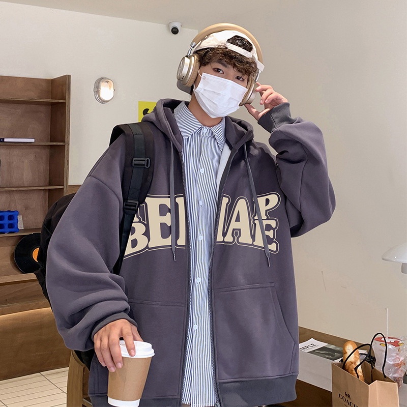 Áo khoác hoodie zip nam chonmua365 in chữ vải nỉ dày dặn ấm