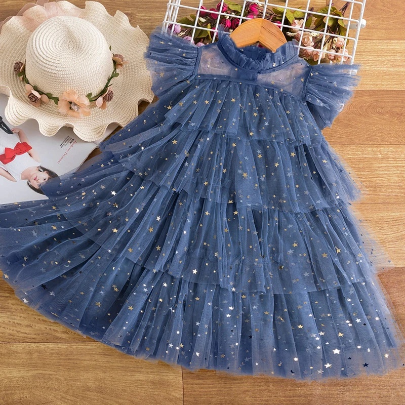 Đầm Công Chúa Vải Tuyn Màu Đỏ Cho Bé Gái 3-8 Tuổi