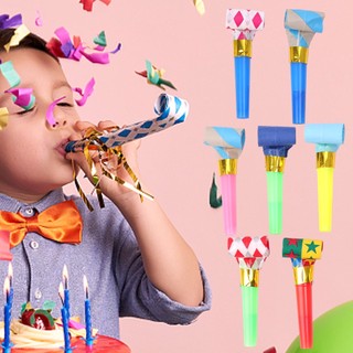 Còi thổi bằng giấy chấm bi / còi thổi tiếng ồn nhiều màu sắc làm quà sinh nhật cho bé