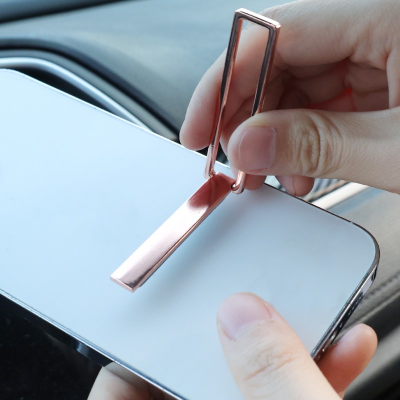 Giá Đỡ Điện Thoại / Nhẫn Đeo Ngón Tay Tự Dính Hình Chữ Nhật Bằng Kim Loại Vô Hình