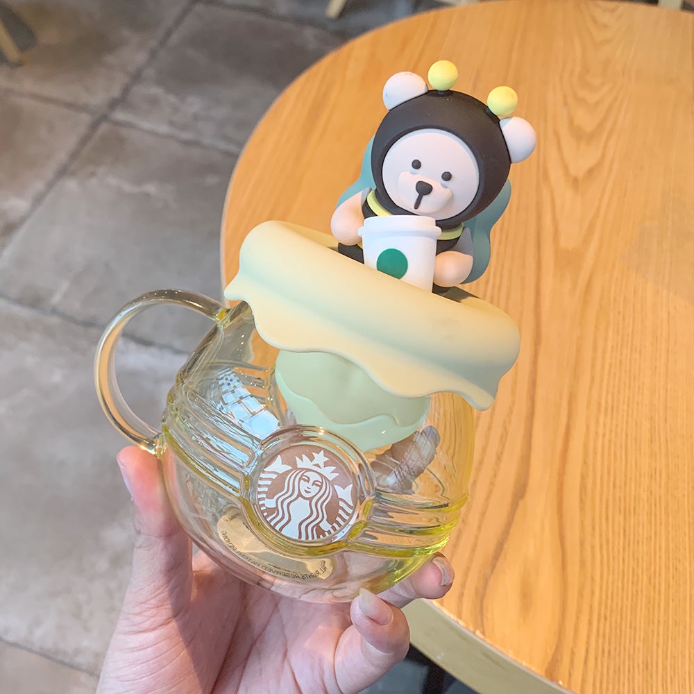 Starbucks Ly Thủy Tinh Uống Trà 410ml Hình Ong Xinh Xắn