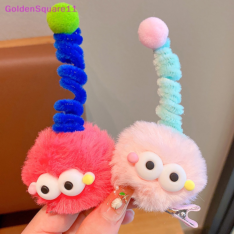 Kẹp Tóc Vải Lông Nhung Mềm Mại Màu Vàng Dễ Thương Vui Nhộn Thời Trang Thu Đông vn