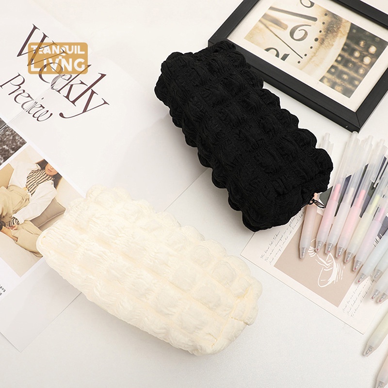 Túi Đựng Bút / Đồ Trang Điểm Văn Phòng Phẩm Khóa Kéo Phối Lông Dễ Thương Thời Trang