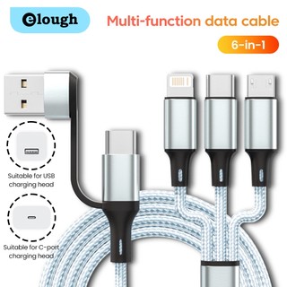 Elough Dây Cáp Sạc Nhanh 3 Trong 1 Cổng micro usb type c 1.2m Nhiều Cổng usb