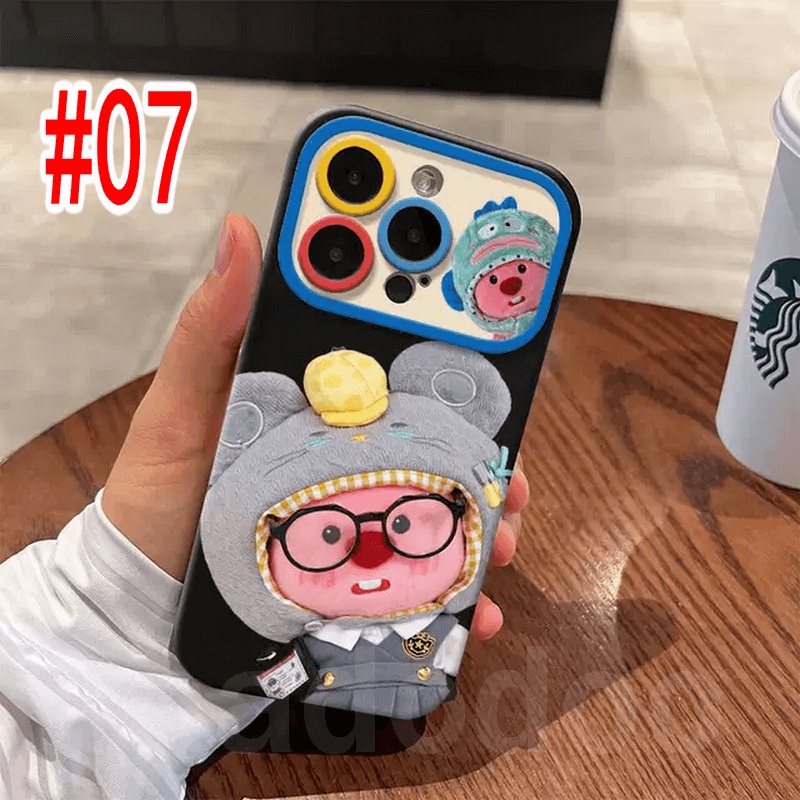 Ốp lưng For iPhone 15 14 13 12 11 Pro Xs max Mini 7 8 6 6S Plus X XR 14ProMax 13promax 12promax 11promax 6+6S+ 7+ 8+ Cute Cartoon Duck-cap beaver Plush Loopy Couple BFF Fine Hole Large window Anti-fall Soft Phone Case DSC 07