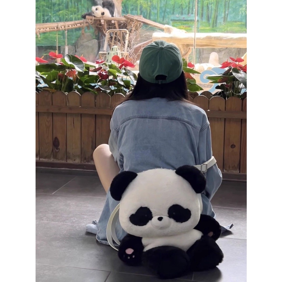 💖 💖Dễ Thương Ba Lô Hình Gấu Trúc Hoạt Họa Nhồi Bông Mềm Mại Phong Cách lolita Nhật Bản Cho Bé Gái