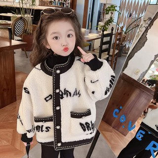 Áo khoác len lông cừu dày dặn phong cách thu đông mới cho bé gái