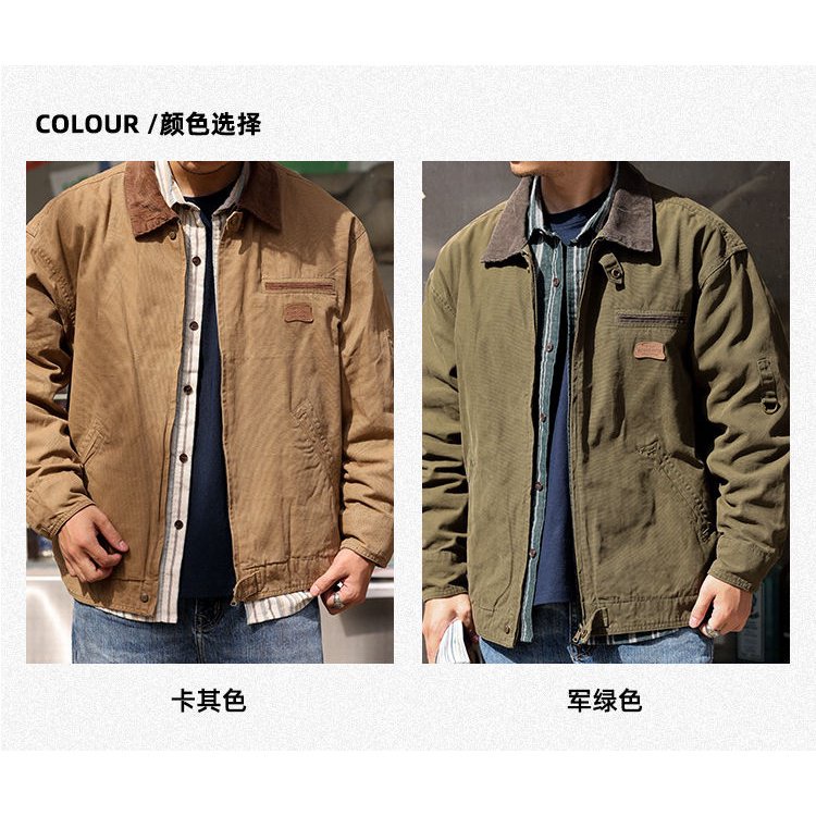 W Áo Khoác Kaki Dáng Rộng Phong Cách retro Mỹ detroit Thời Trang Mùa Thu Dành Cho Nam Đi Săn