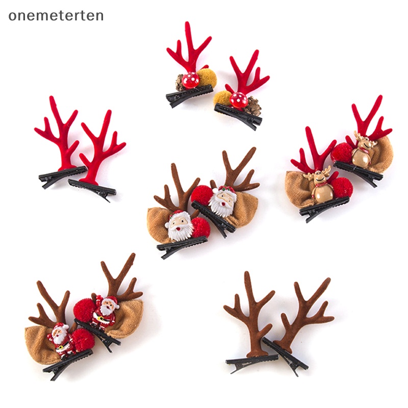 1 Cặp Kẹp Tóc Hình Nơ / Ông Già Noel / Tuần Lộc Giáng Sinh Năm Mới Cho Bé Gái