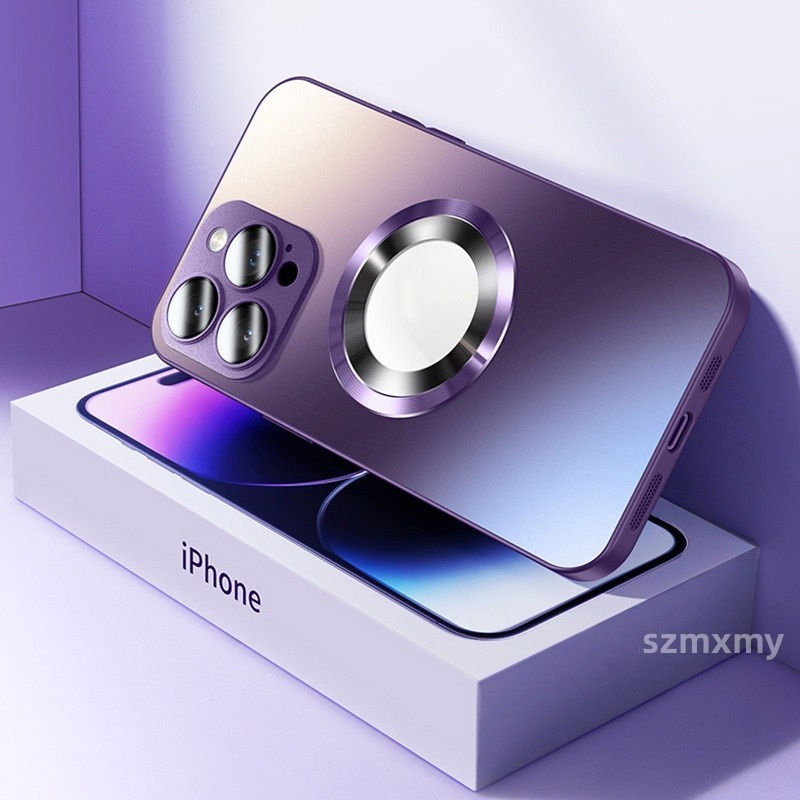 Ốp Điện Thoại Bằng Titan Mặt Kính Từ Tính Chống Dấu Vân Tay Bảo Vệ Ống Kính Máy Ảnh Cho iphone 15 13 12 14 pro max