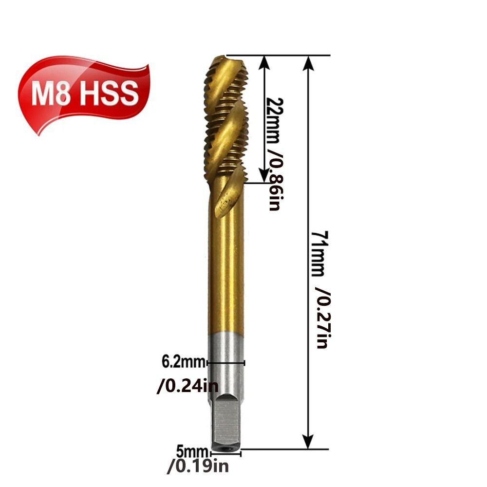 Bộ 5 Mũi Khoan Xoắn Thẳng Bằng Titan m3 m4 m5 m6 m8 hss