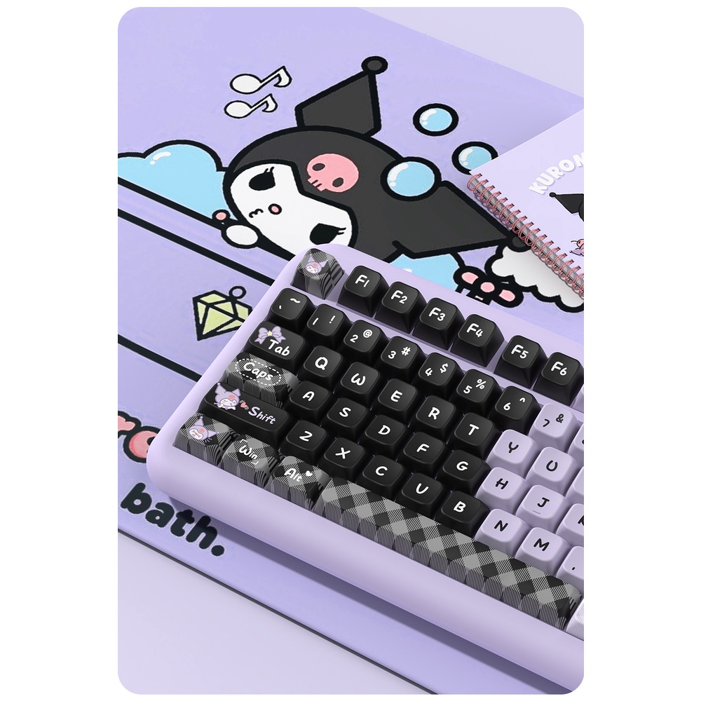 Kuromi Cute Black Pink Purple Keycap Bàn Phím Cơ 138 / 158 Phím mda alice 80 Màu Đen / Hồng / Tím / Tím Xinh Xắn