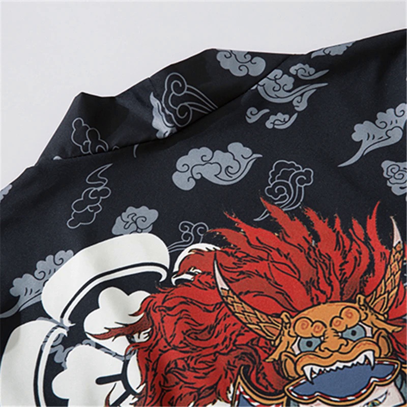 Áo Choàng Kimono Họa Tiết Mèo samurai Truyền Thống Nhật Bản Thời Trang Mùa Hè 2021 yukata haori