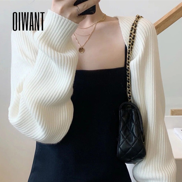 Oiwant Áo Croptop Tay Dài Màu Trơn Kèm Khăn Choàng Thời Trang 2023