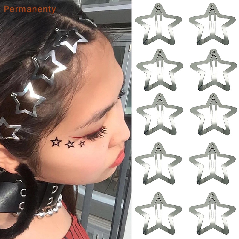 Bộ 10 Kẹp Tóc Kim Loại Chống Trượt Hình Ngôi Sao Năm Cánh y2k Cho Nữ