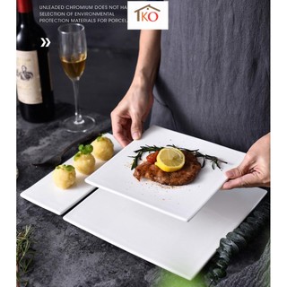 Đĩa tấm phẳng vuông nhà hàng ăn bít tết brunch sang trọng