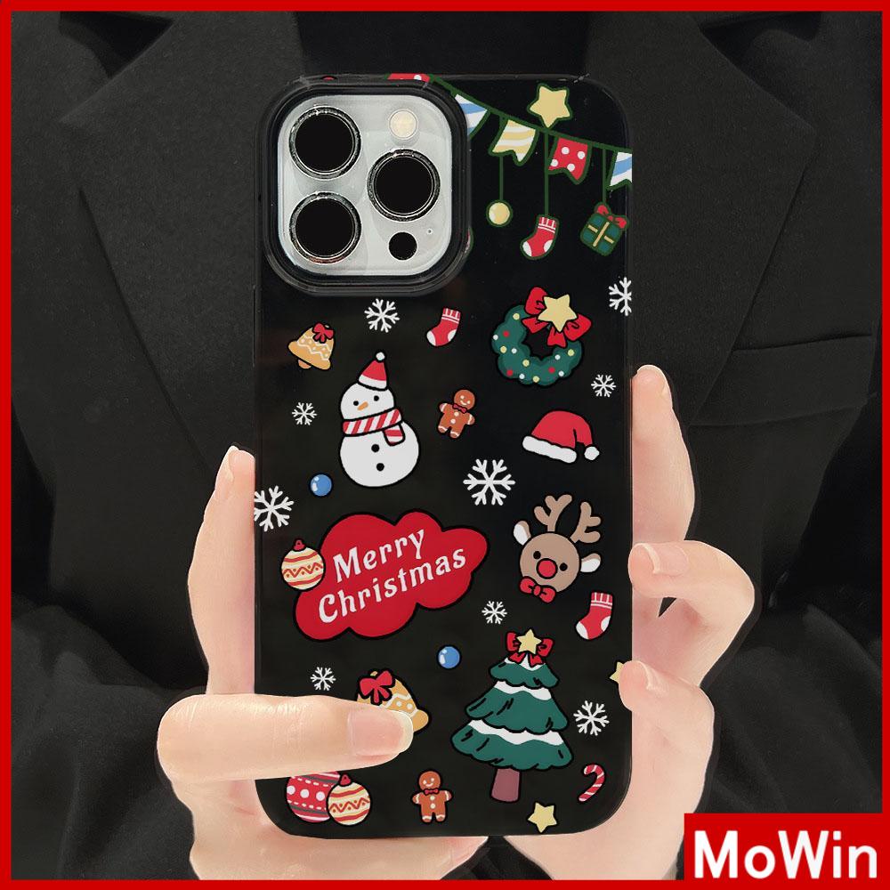Ốp lưng iPhone 15 Pro Max Vỏ iPhone Đen Bóng TPU Mềm Bảo Vệ Chống Sốc Cây Giáng Sinh Bông Tuyết Tương Thích Với iPhone 14 13 Pro Max 12 Pro Max 11 XR XS Max 7Plus 8Plus