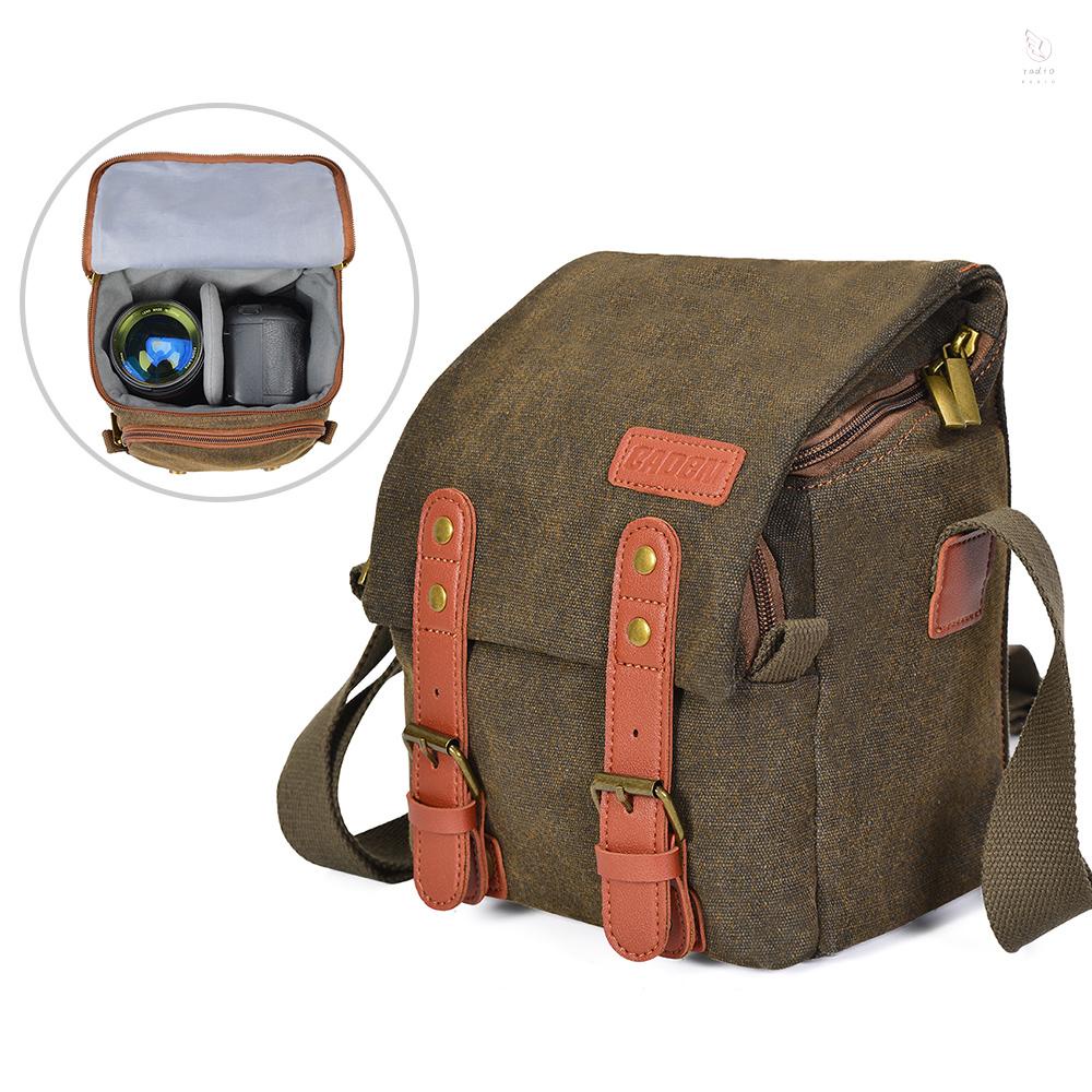 K&F CONCEPT CADeN Canvas Shoulder Camera Bag Messenger Bag for 1 Camera 1 Lens Compatible with  Canon  DSLR Mirrorless Camera and Lens