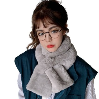 Ivy khăn choàng cổ bằng lông giả đục lỗ chéo mùa đông cho nữ
