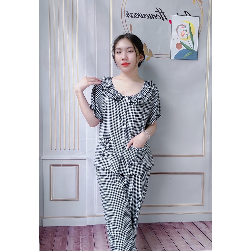 Đồ bộ nữ bigsize 50- 100kg đồ bộ mặc nhà thoải mái, mẫu tiểu thư dễ thương, bộ ngủ bigsize mùa thu đông 2023