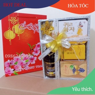Khay quà tết kèm túi xách y hình, giỏ quà tết độc đáo hộp quà, giỏ quà tết siêu vip, tặng gia đình, thầy cô, đối tác