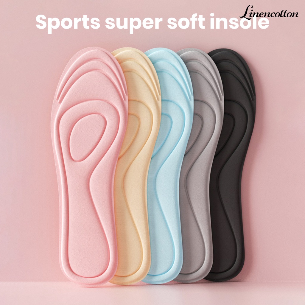 1 Cặp Đế Lót Giày Thể Thao Bằng Cotton Lanh Đàn Hồi Chống Sốc Và Mồ Hôi