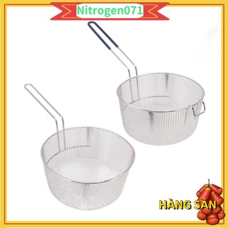 Nitrogen071 giỏ chiên tay cầm dài bằng thép không gỉ có thể tái sử dụng chống rỉ sét lưới cho cá gà cốm