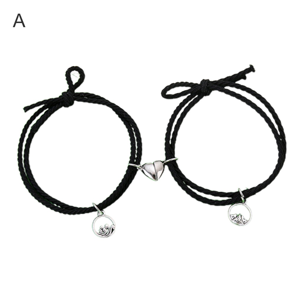 Ptm 1 Cặp Vòng Tay Dây Cao Su Khóa Nam Châm Hình Trái Tim Dễ Điều Chỉnh Thích Hợp Làm Quà Tặng Trang Sức Cho Cặp Đôi dai