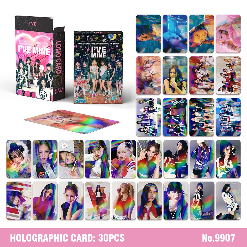 IVE Album I'VE MINE Holographic Laser Lomo Card Double-sided Color Printing Photocard