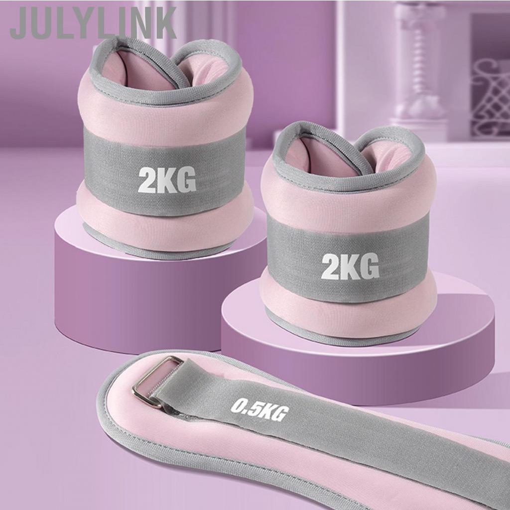 Julylink 2pcs Hand Tied Sandbag Adjustable Strap Hook and Loop Strength Training Ankle for Dance