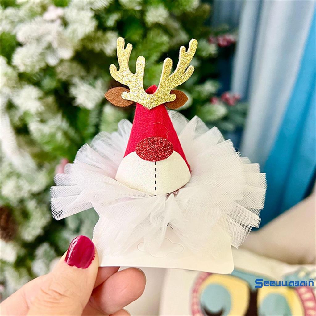 Kẹp Tóc Hình Nón Ông Già Noel mini Dễ Thương Cho Nữ