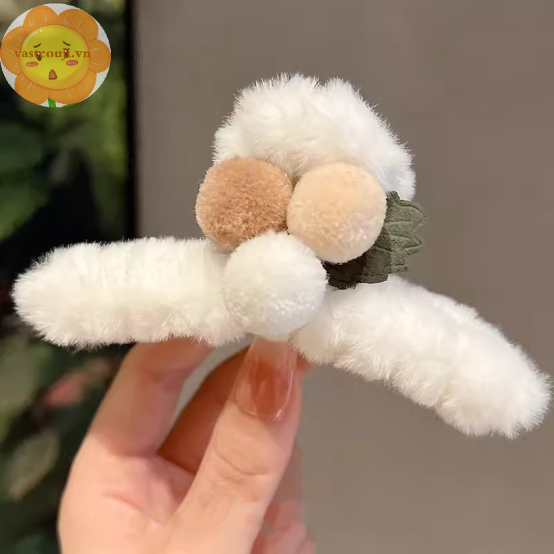 Vastji Kẹp Tóc Hình Cá Mập Phối Lông Nhung Cao Cấp Cho Nữ vn