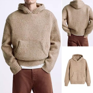 Za áo hoodie dệt kim tay dài có túi trang trí gân phong cách thu đông hàng mới 235536322