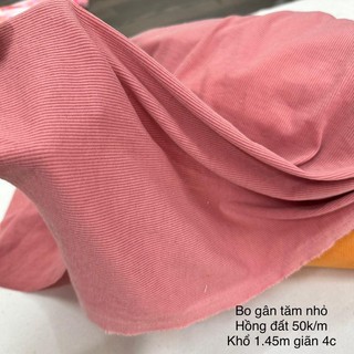 Vải cotton bo Gân hồng đất lụa Hè mát lạnh-Mềm mại mịn thoángt
