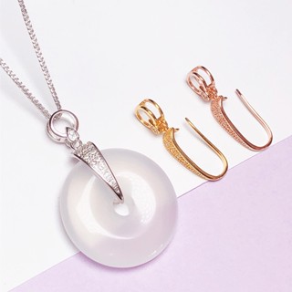 Móc Khóa Dây Xích Thời Trang Cá Tính|Khóa Kẹp An Toàn Bằng Bạc s925 Đính Ngọc Bích Màu Vàng Kim Phong Cách Mới